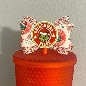 The Grinch Bow Straw Topper, Christmas Grinchmas Blend